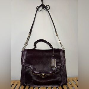 Coach Madison Sadie Flap Satchel Black Violet Purple